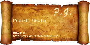Preidt Gyula névjegykártya